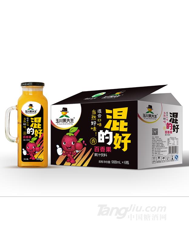 988ml×6果先生手柄方杯百香果汁飲料